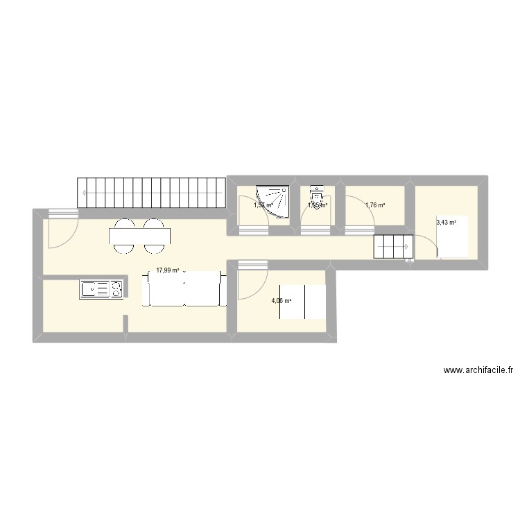 Audinot. Plan de 6 pièces et 30 m2