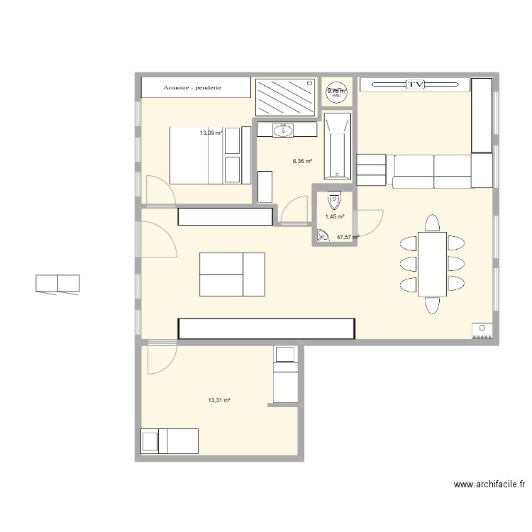 Maison C et L. Plan de 6 pièces et 83 m2