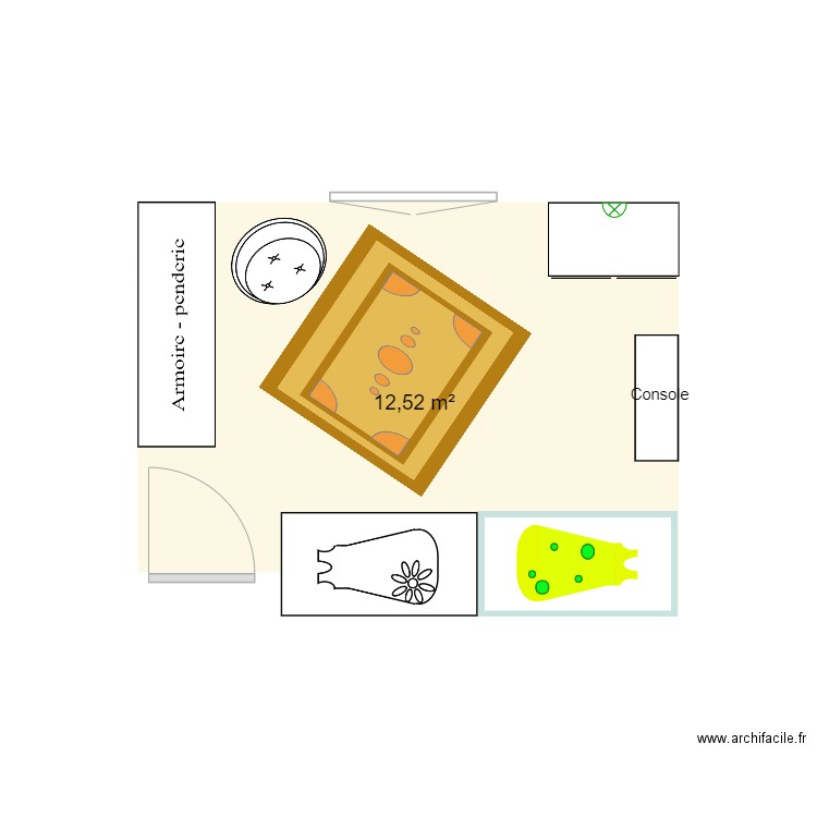 Chambre JA/JB_V2. Plan de 1 pièce et 13 m2