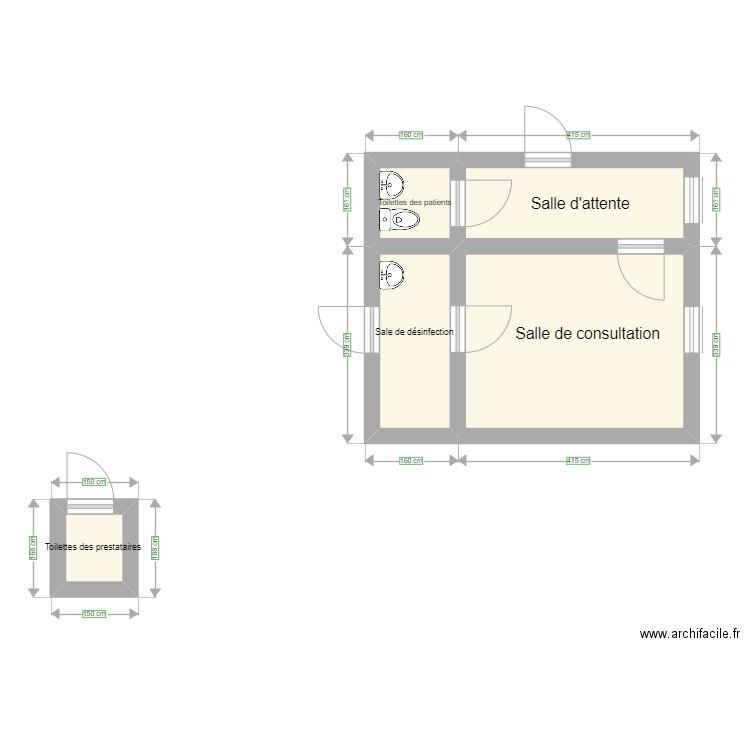 Schéma descriptif du local. Plan de 5 pièces et 22 m2