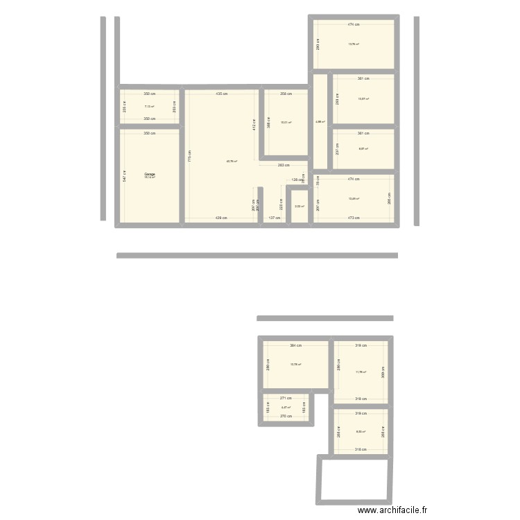 PLAN 1. Plan de 14 pièces et 166 m2