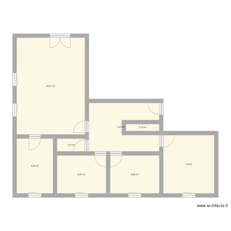 Appartement papy fin. Plan de 8 pièces et 88 m2