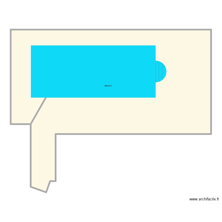 terrasse piscine. Plan de 1 pièce et 185 m2