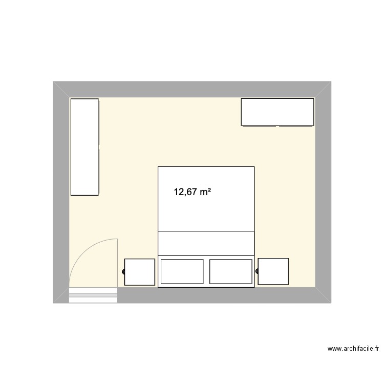 chambre parent Heers. Plan de 1 pièce et 13 m2