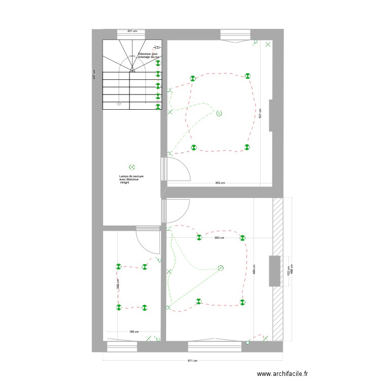  1 er étage éclairage . Plan de 0 pièce et 0 m2