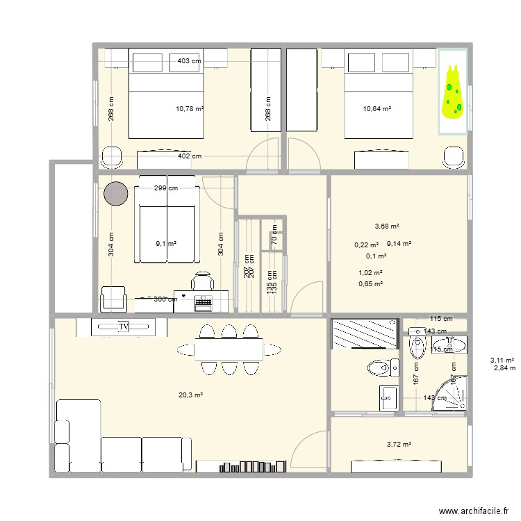 1el11123456. Plan de 13 pièces et 75 m2