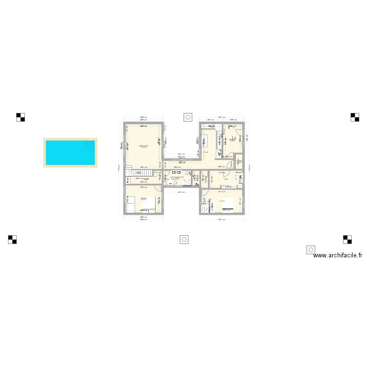 plan au 14-2-25. Plan de 18 pièces et 157 m2