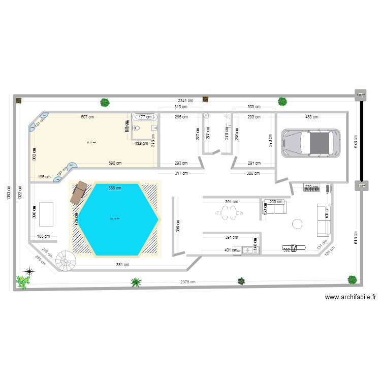 ProjetLanzacHaiti. Plan de 4 pièces et 63 m2