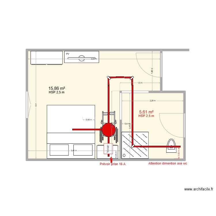 VERGNE aiguillage. Plan de 2 pièces et 21 m2