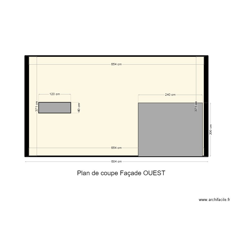 FACADE_OUEST. Plan de 1 pièce et 24 m2