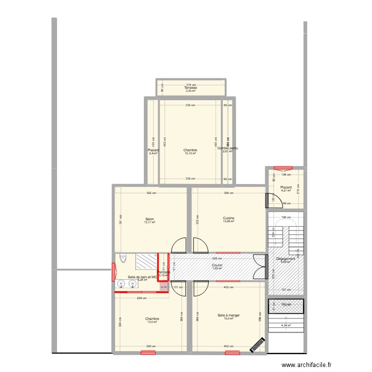 PAIX ETAGE 0 / A - DEFINITIF. Plan de 15 pièces et 116 m2