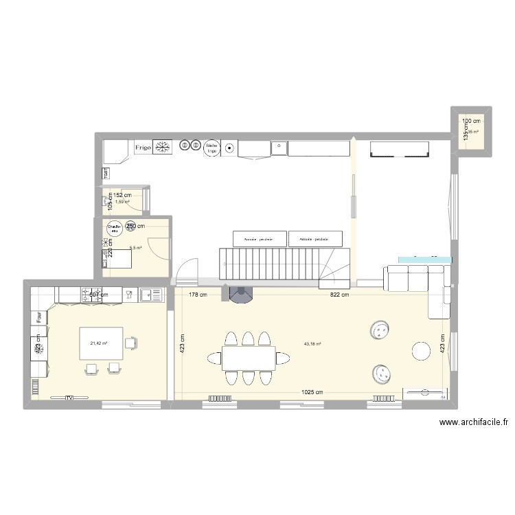 ventabren RDC. Plan de 5 pièces et 73 m2