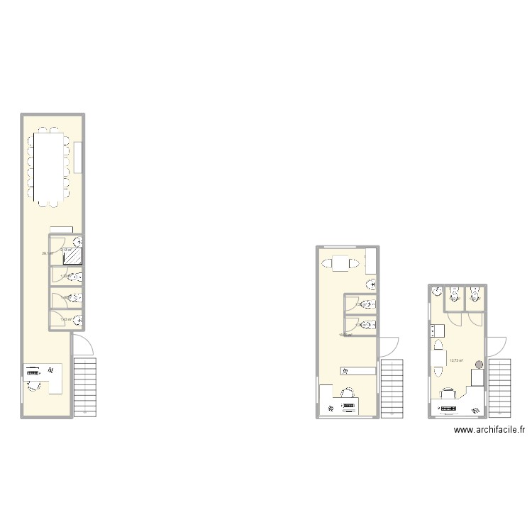 Plan bureau bascule 2 . Plan de 11 pièces et 71 m2