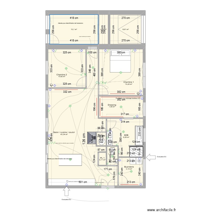 Chemin de la pucelle - Menestreau en villette. Plan de 12 pièces et 114 m2