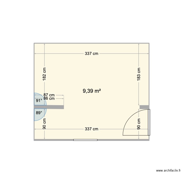 CUISINE. Plan de 1 pièce et 9 m2