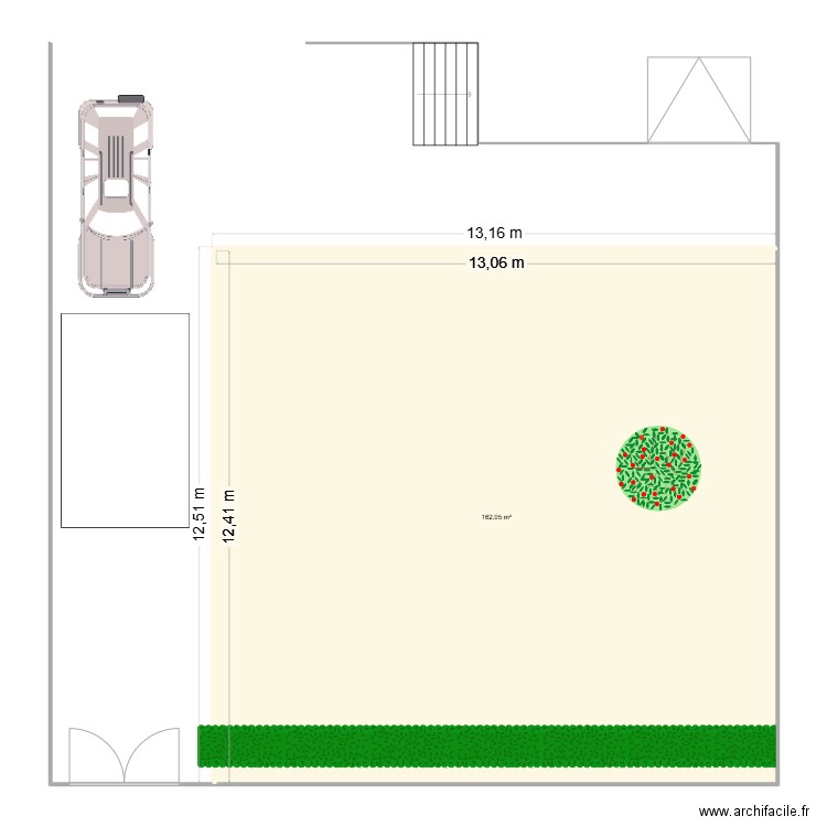 devant de porte. Plan de 1 pièce et 162 m2