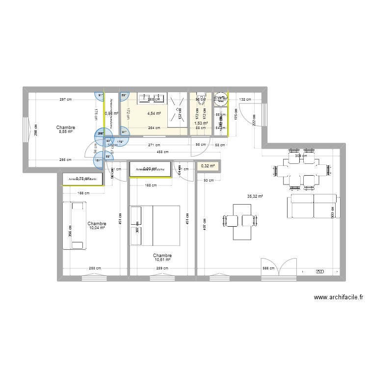 vichy. Plan de 11 pièces et 74 m2