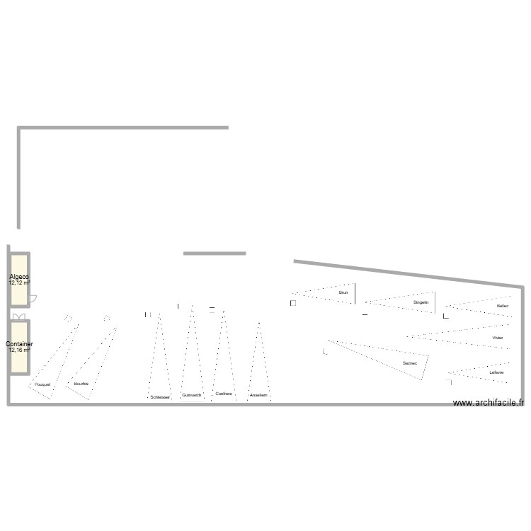 terre plein plf. Plan de 2 pièces et 24 m2