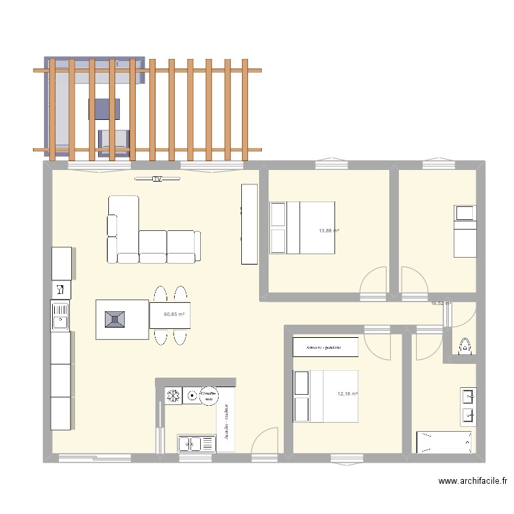 Maison V1. Plan de 4 pièces et 103 m2