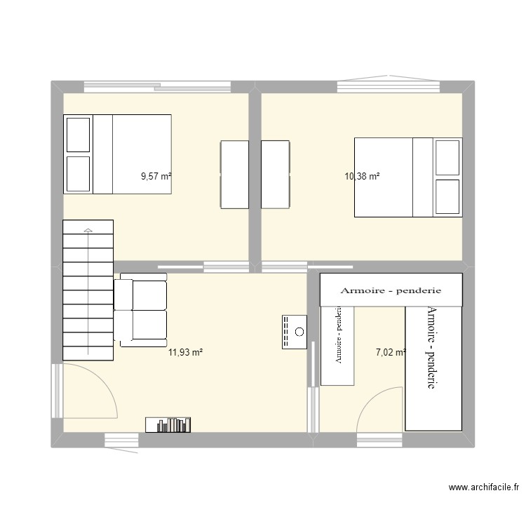 Agrandissement New. Plan de 4 pièces et 39 m2