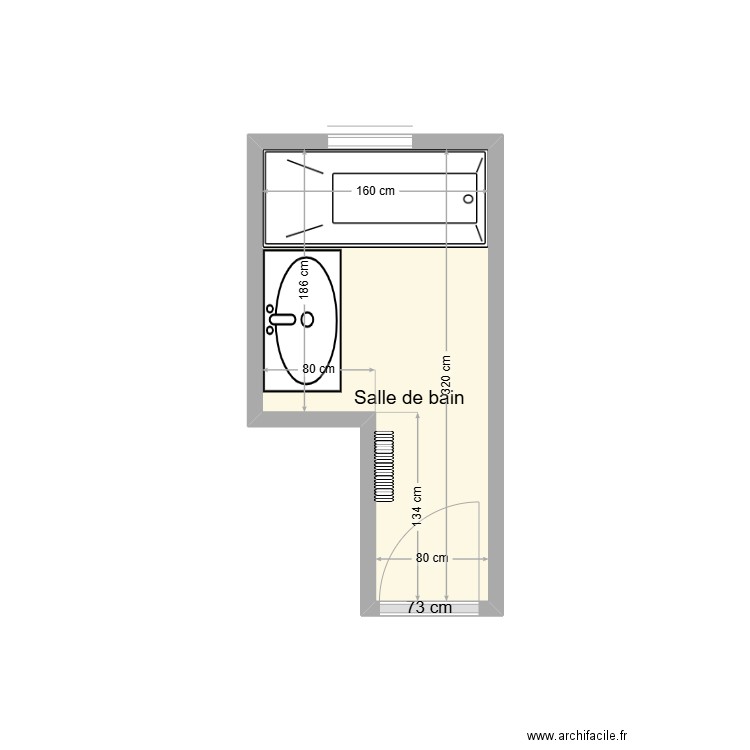 POPLINEAU SDB existant. Plan de 1 pièce et 4 m2