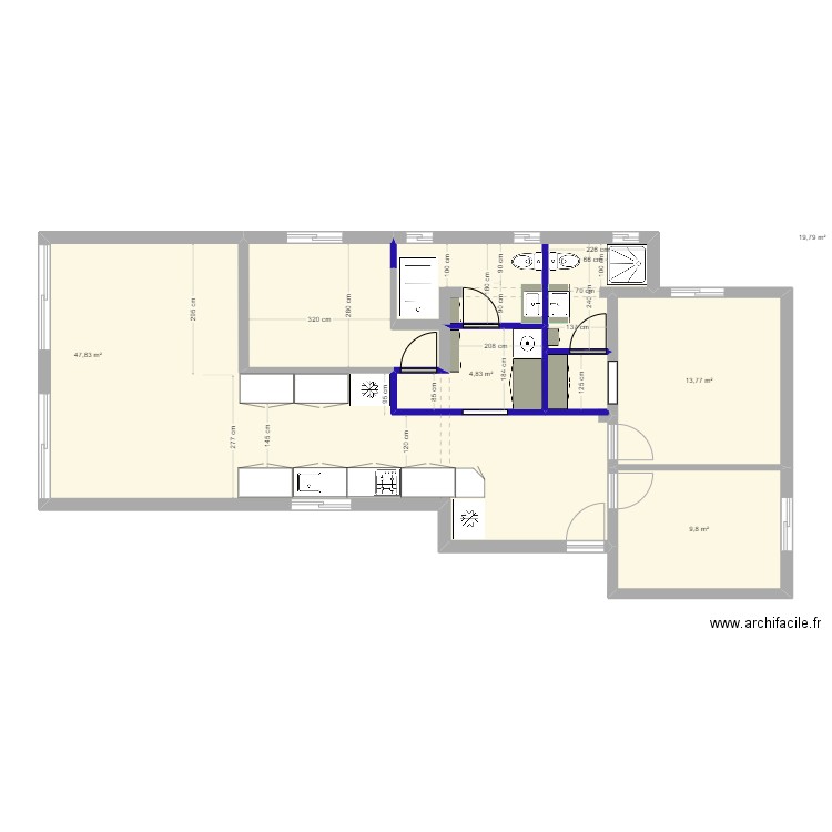 Hezi - modifications et cotations 2. Plan de 5 pièces et 96 m2