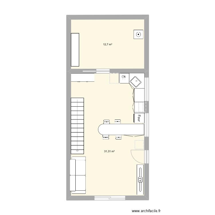 Nouveau projet henriette. Plan de 3 pièces et 57 m2