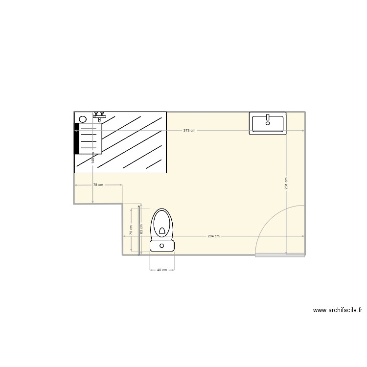 salle de bain . Plan de 1 pièce et 8 m2