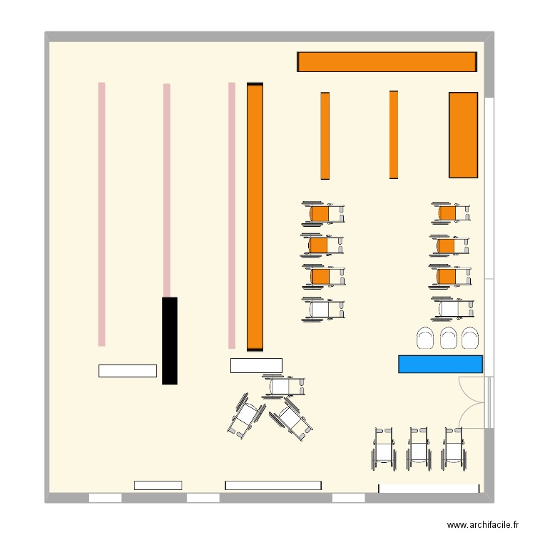 Magasin. Plan de 1 pièce et 145 m2