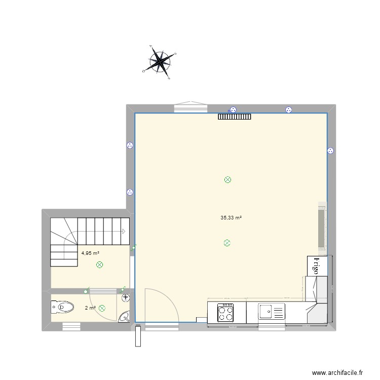 cuisine plan 1. Plan de 3 pièces et 42 m2