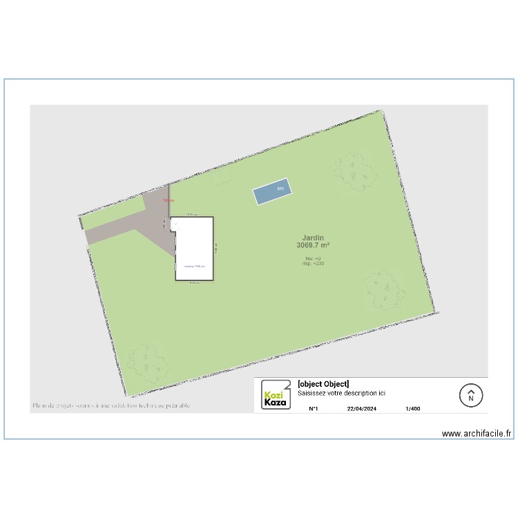 dp vue dessus sans garage avec mesures. Plan de 0 pièce et 0 m2