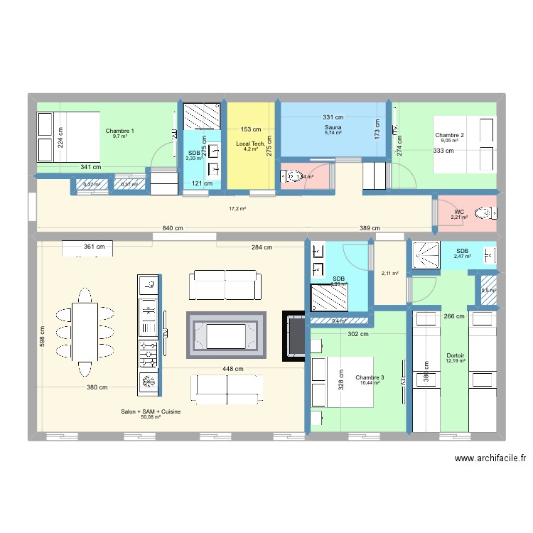 Lou Bercail 2. Plan de 18 pièces et 136 m2