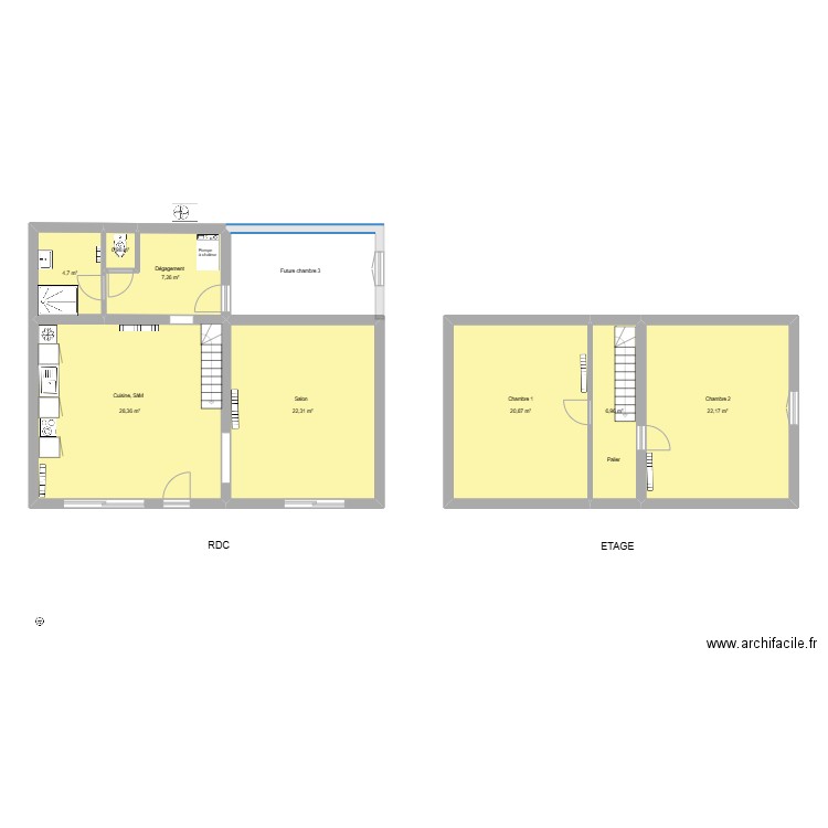 Chauffage, eau chaude, vmc. Plan de 8 pièces et 114 m2