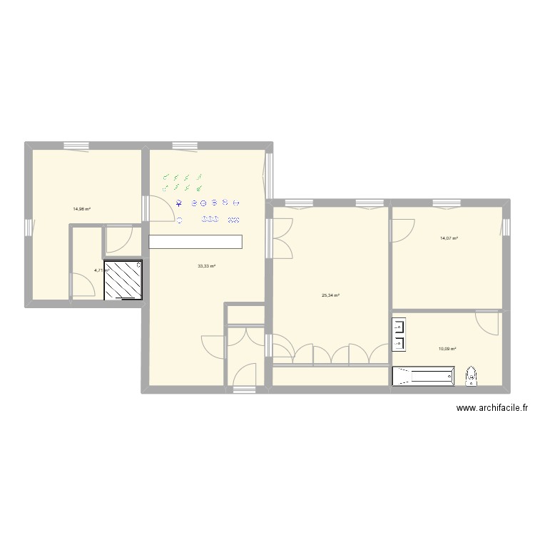 plan 2. Plan de 6 pièces et 103 m2