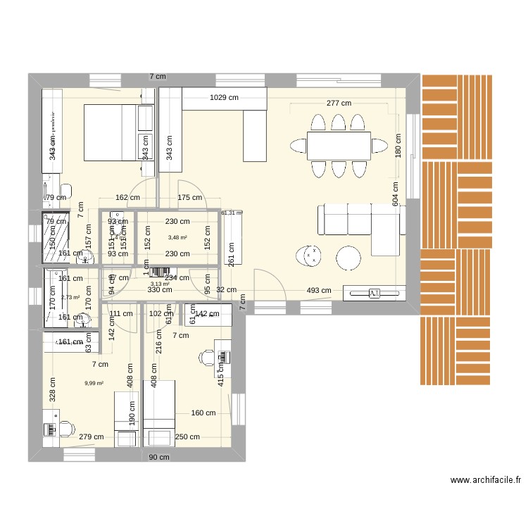 Maison 2. Plan de 6 pièces et 82 m2