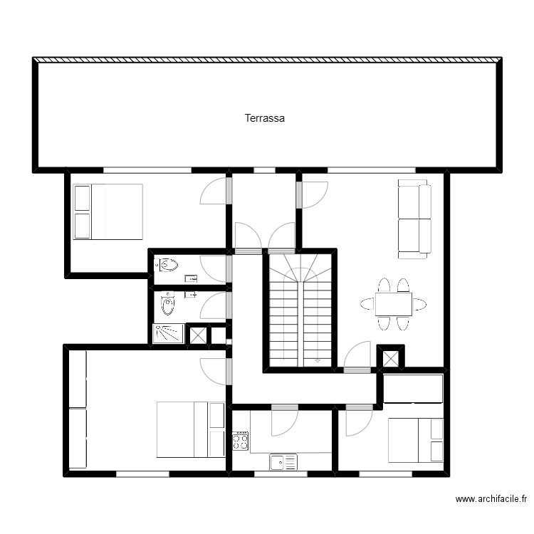 RFigueras. Plan de 13 pièces et 80 m2