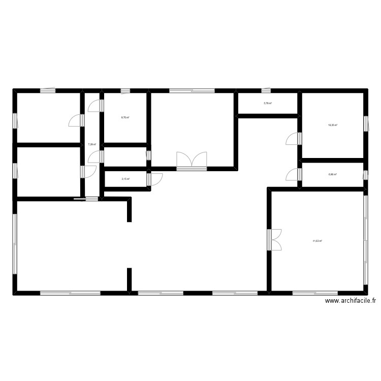 Jude2. Plan de 7 pièces et 93 m2