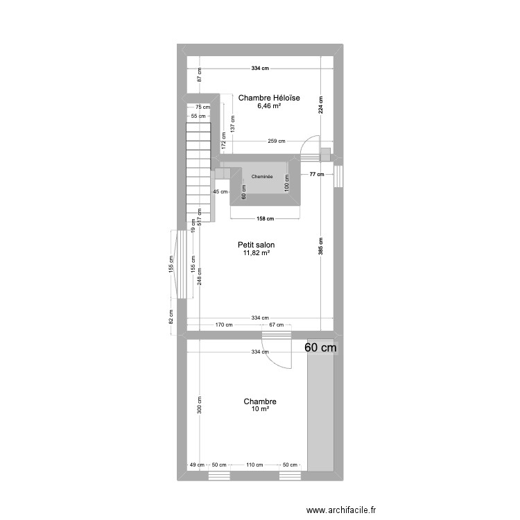 Plan des Dages - étage. Plan de 4 pièces et 29 m2