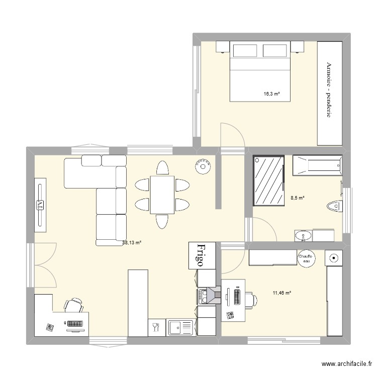 st honoré. Plan de 4 pièces et 74 m2