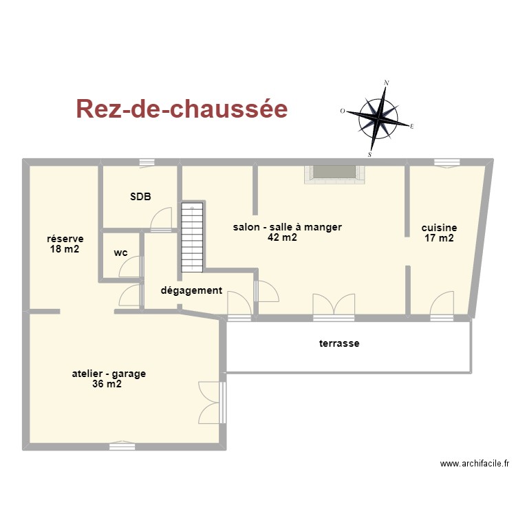 Lamothe RDC. Plan de 6 pièces et 147 m2