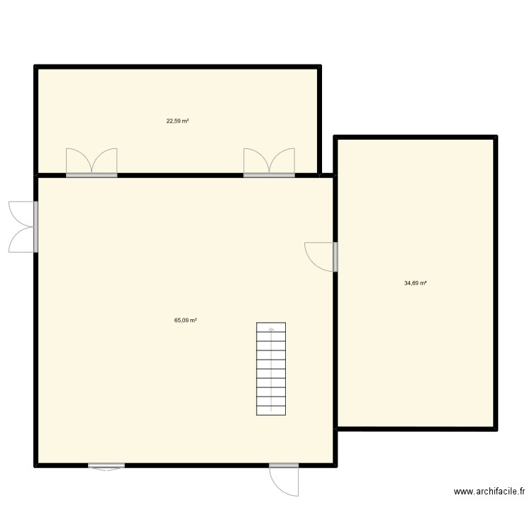 face2. Plan de 3 pièces et 122 m2