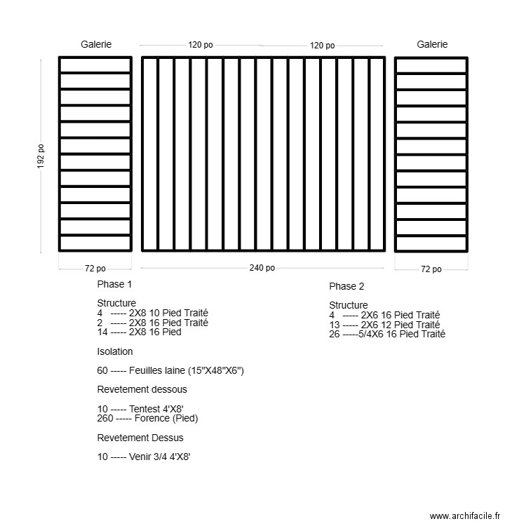 16X20 Premier plancher. Plan de 39 pièces et 42 m2