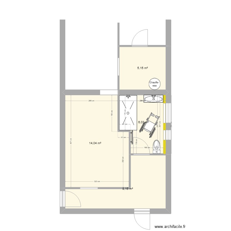 SdB MOURLANETTE Pierre & Jacqueline Projet. Plan de 4 pièces et 33 m2