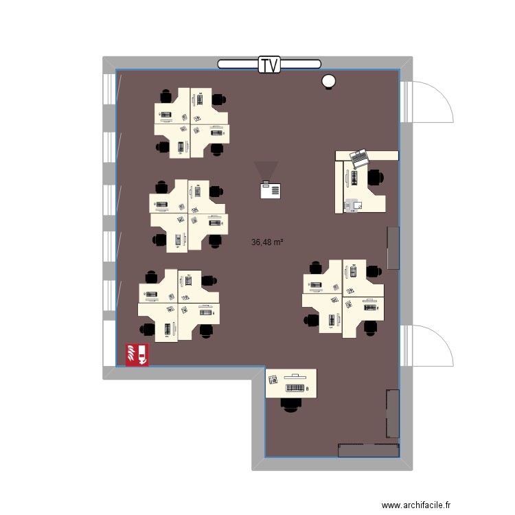 SALLE COUSIN EFFA EFFA. Plan de 1 pièce et 36 m2