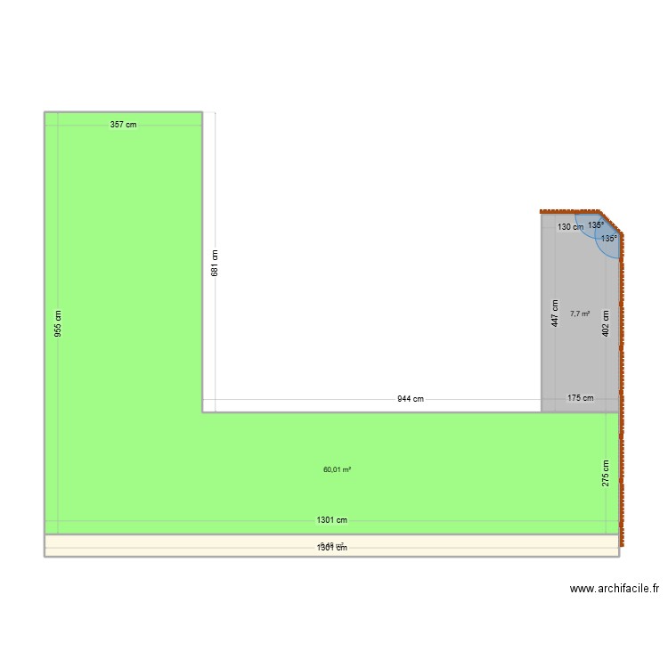 Diane et Arthur GS. Plan de 3 pièces et 74 m2