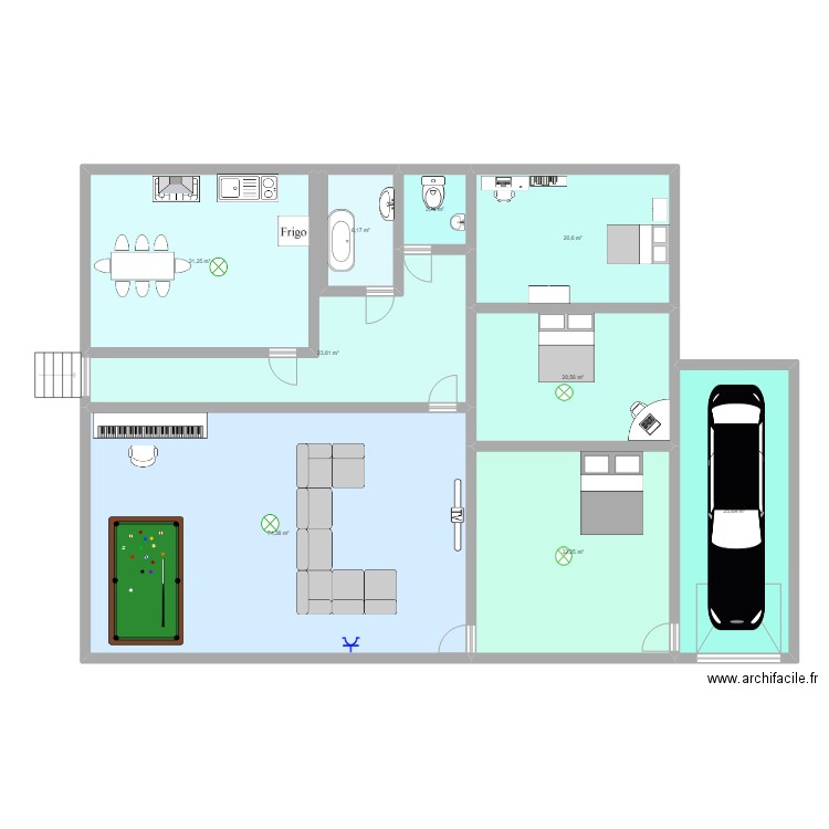 Plan. Plan de 9 pièces et 238 m2