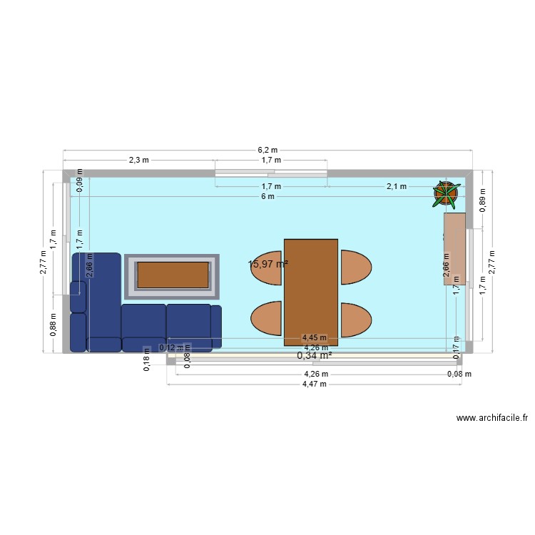 Solarium - Plan 2 pièces 16 m2 dessiné par Parsena