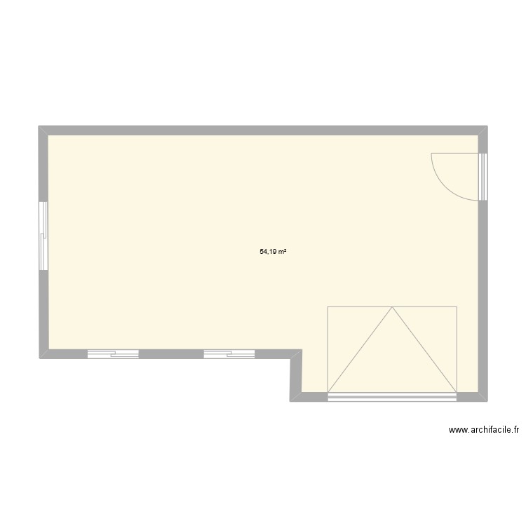 garage. Plan de 1 pièce et 54 m2