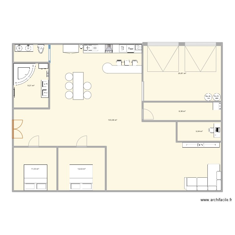 maison fabien. Plan de 7 pièces et 174 m2