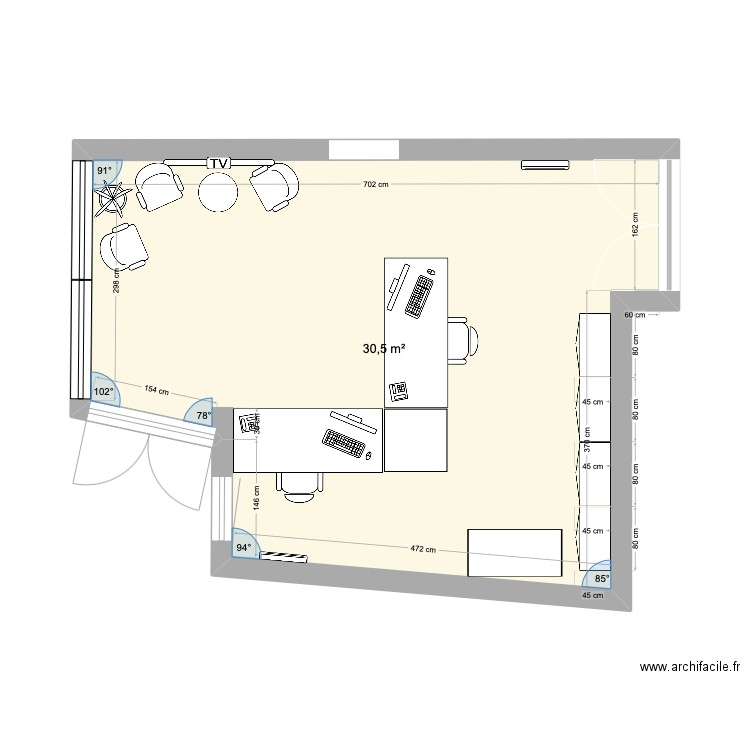 accueil ARMEN. Plan de 1 pièce et 31 m2